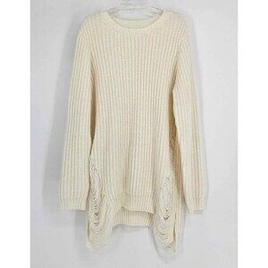 VENUS Cream Distressed Sweater